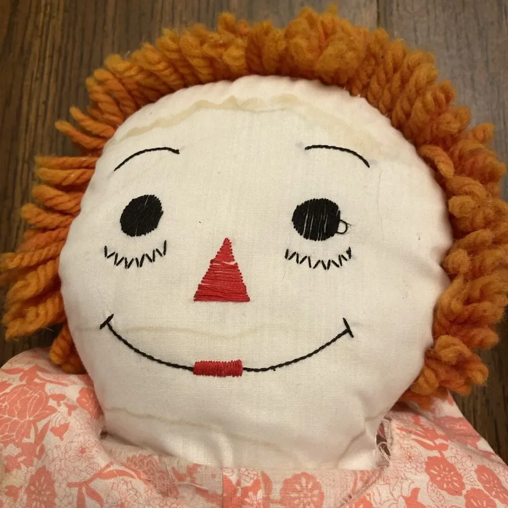 Vintage Raggedy Ann & Andy Plush Dolls Soft Toy Collectible Handmade Large